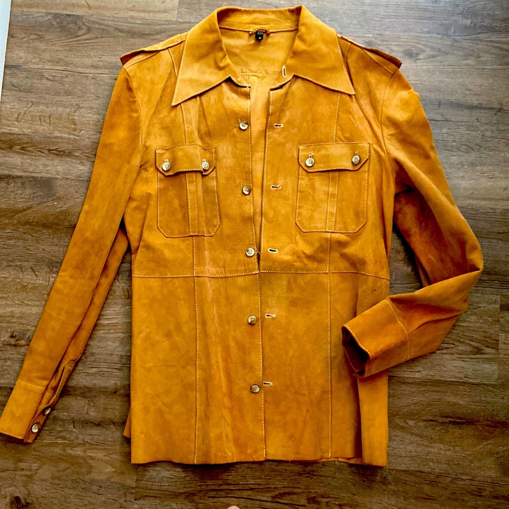 Vintage Mens Suede Button Down Jacket